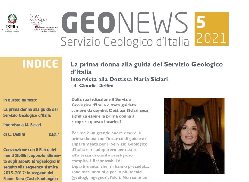 GEONEWS, ONLINE IL N. 5/2021 DELLA NEWLETTER DEL SERVIZIO GEOLOGICO D’ITALIA